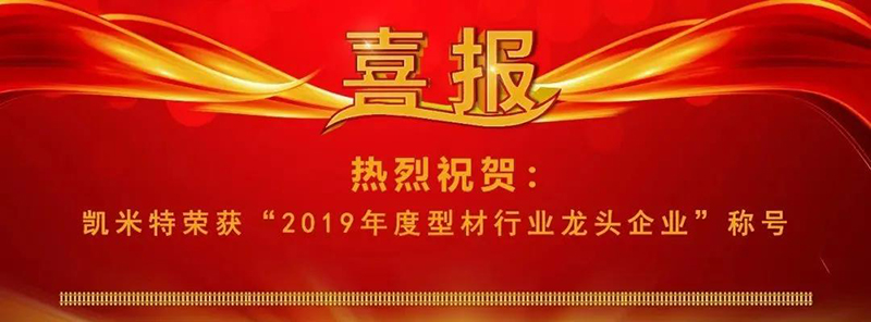 凱米特榮獲“2019年度型材行業(yè)龍頭企業(yè)”榮譽稱號1